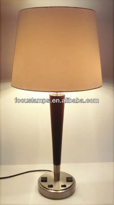Hotel Wooden Desk Lamp With Outlet On Base Buy Hotel Wooden Desk