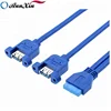 Dual USB 3.0 A panel mount connector to female 20 pin USB motherboard header cable