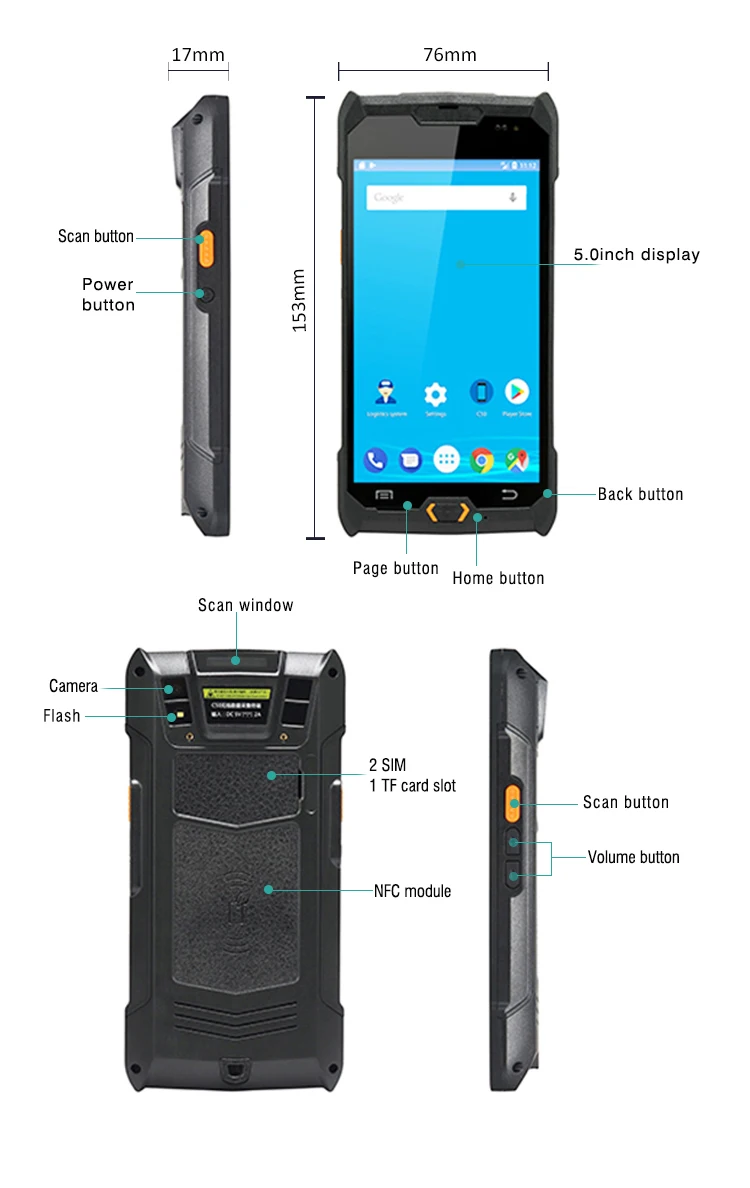 Industrial Bluetooth WIFI Android GPS GIS Handheld Scanning Data Collector C50