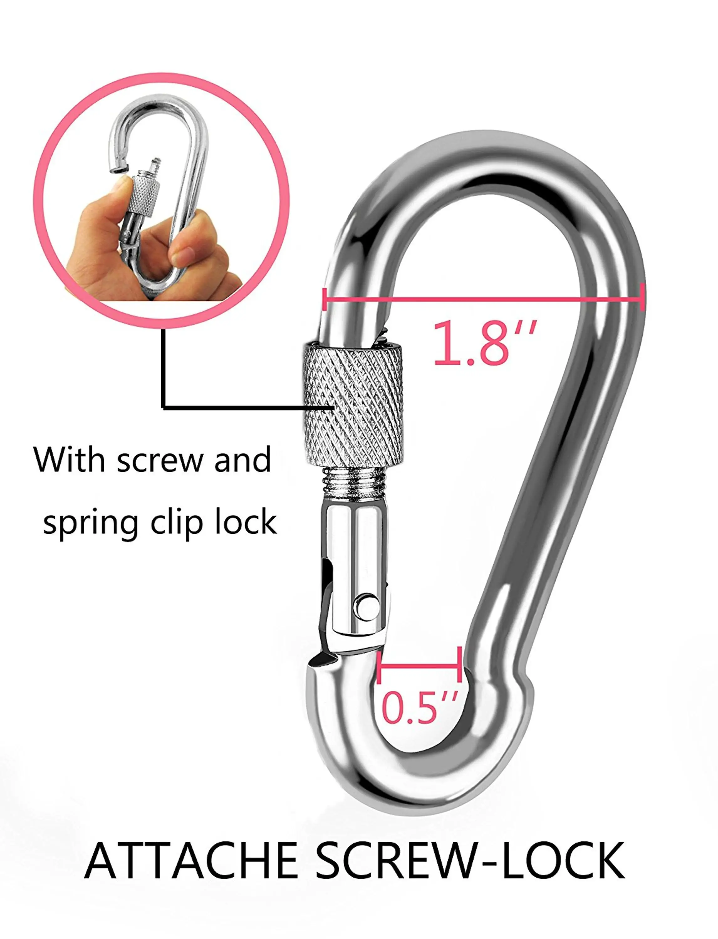BT-A664 Aluminum 360 Swivel 30KN Carabiner With Swivel Carabiner Screw,Climbing Hammock Swing Setting Carabiner Keychain