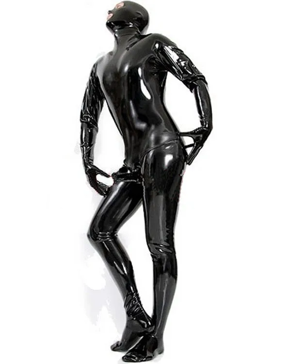 New Fashion Sexy Fetish Latex Catsuit Bodysuits With Penis Cover For