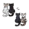 2 Pcs Double Cats Shape Reversible Change Color Sequins Sew On Patches For Clothes DIY Craft Patch Black