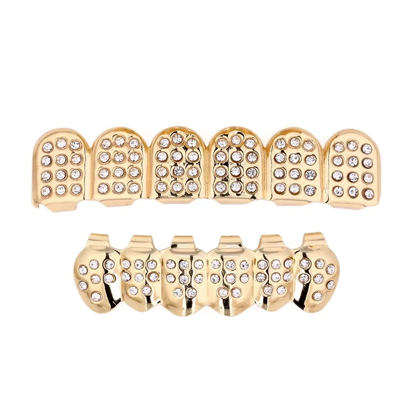Hip Hop Teeth Grillz Diamond Metal Braces With Rhinestone Fake Braces