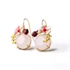 New fashion womens insect enamel bug gemstone flower lovely hook dangle earrings