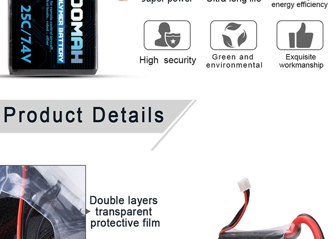 High Capacity Lipo Battery 10000mAh 7.4V 2S 25C 50C RC lithium polymer Battery Pack for Hobby UAV