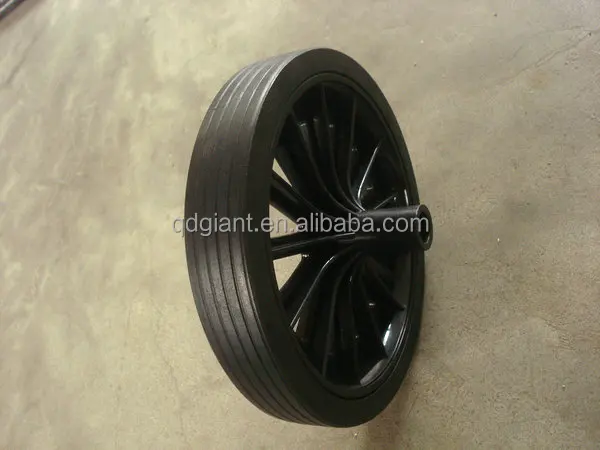 300mm Trash can solid rubber wheel with plastic rim
