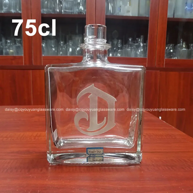 750ml Mexico Square Shape Premium Quality Flint Glass Tequila Bottle