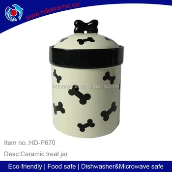 Ceramic Dog Food Container With Bone Decal Dog Feeder With Bowknot