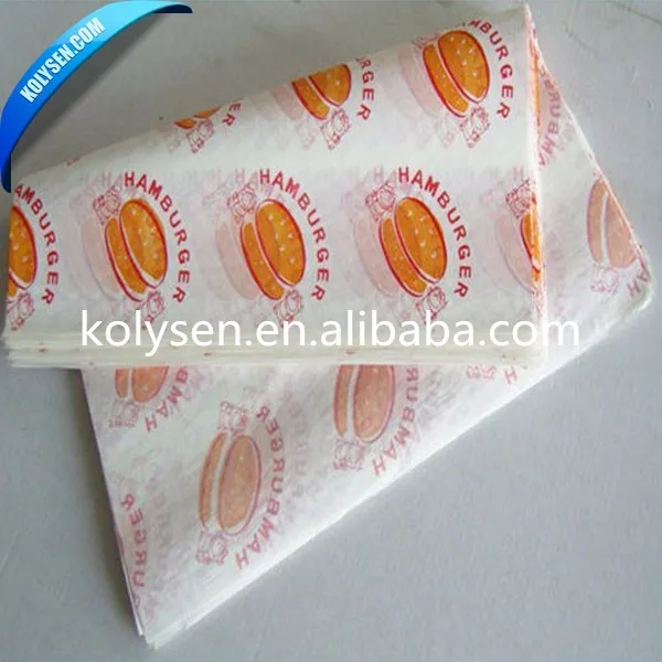 High quality custom greaseproof packing paper for fast food packing