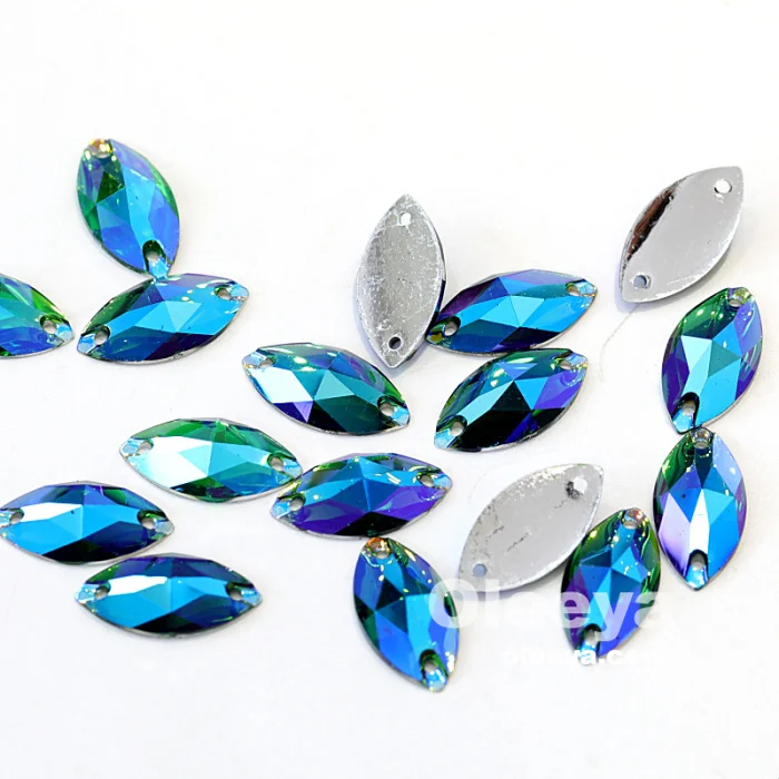 OLeeya Hot Sale 13*17mm Resin Crystal AB Cosmic Stones Flat Back Sew on Rhinestones for Garment