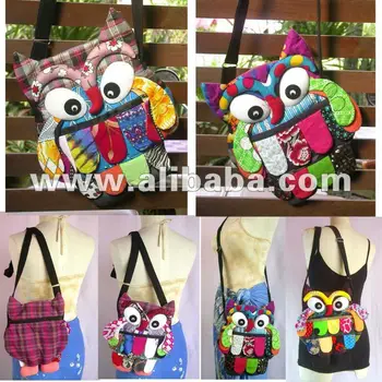 Thai Handmade Patchwork Owl Sling Bags Shoulder Bag Purse Wallet Thai Handmade Patchwork Owl Sling Bags Shoulder Bag Purse Wallet