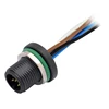 M12 5pin front screw thread plastic plug with wire