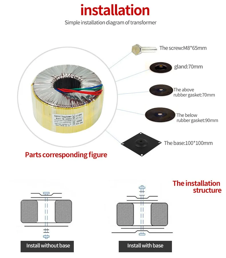 Ce Certificated Ring Transformer Voltage 110v 220v Toroidal Transformer