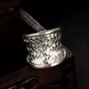 Vintage S925 Pure Sliver Thailand Flexible Big Finger Ring Jewelry For Women