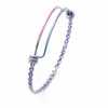 Rainbow Color Stainless Steel Metal Gift Twisted Wire Bangle Adjustable Expandable Bangle Bracelet for Women Jewelry DIY Making