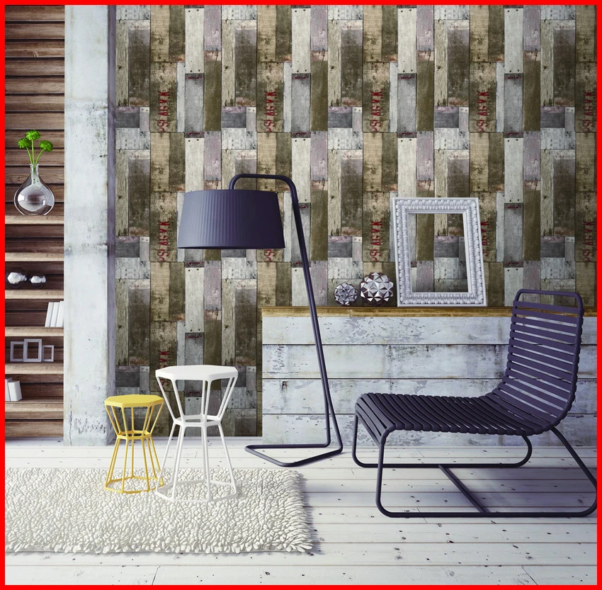 Papan kayu Desain PVC 3D Nama Wallpaper untuk Dinding 