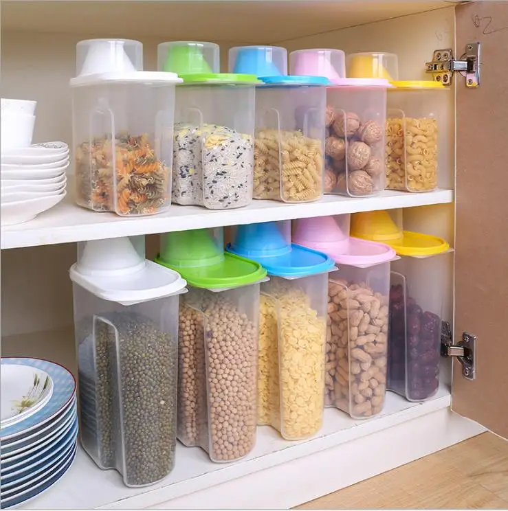 Kitchen Clear Plastic Dry Food Storage Container Box Organizer With Lid