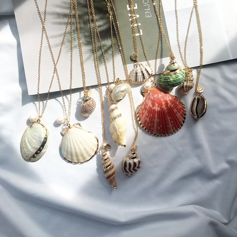 Fashion Shell Pendant Necklace Gold Color Sea Style Necklace Fashion ...