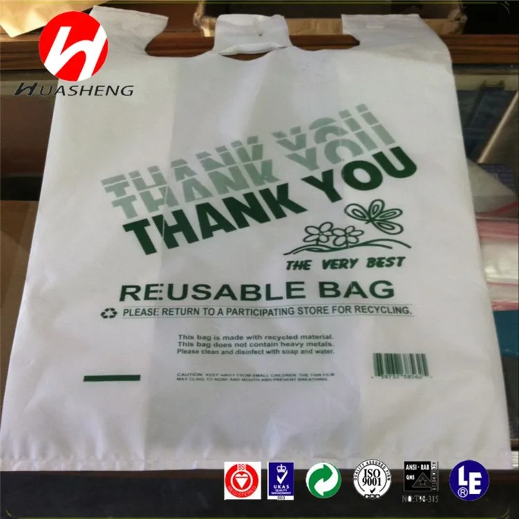 Biodegradable Thank You T Shirt Bagvest Carrier Hdpe Plastic Shopping