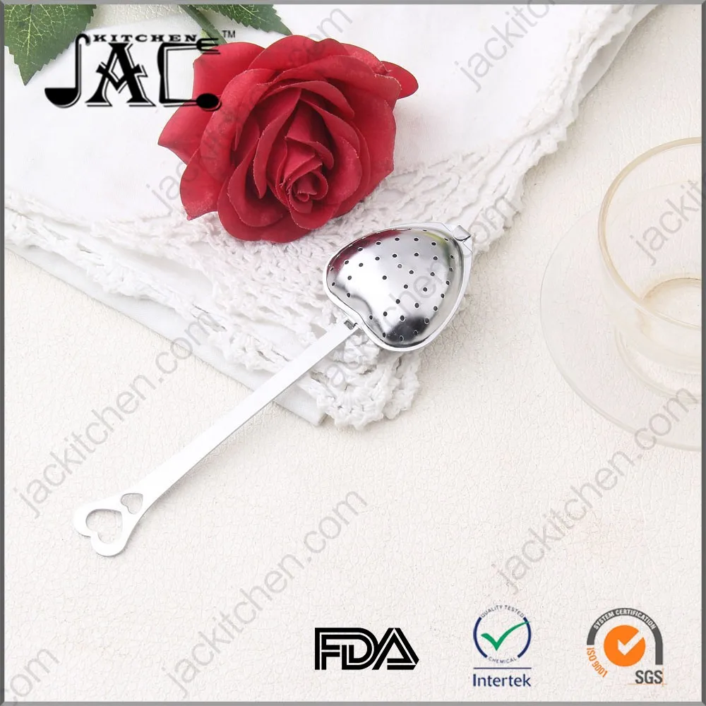 Tea Filter Long Grip Heart Shaped Tea Strainer
