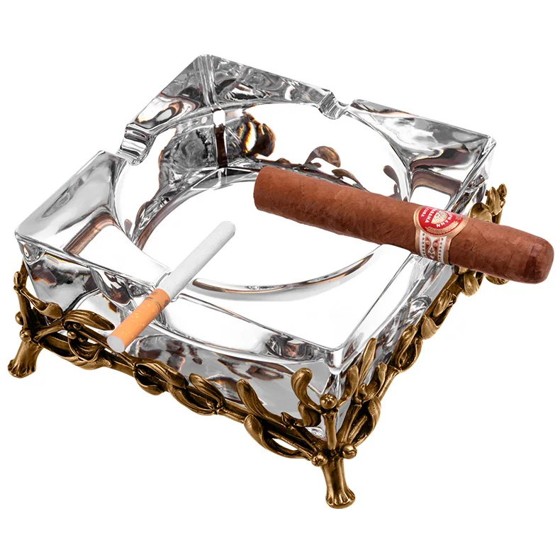 Cigar Ashtray European Luxurious Austrian Crystal Ashtray Bronze