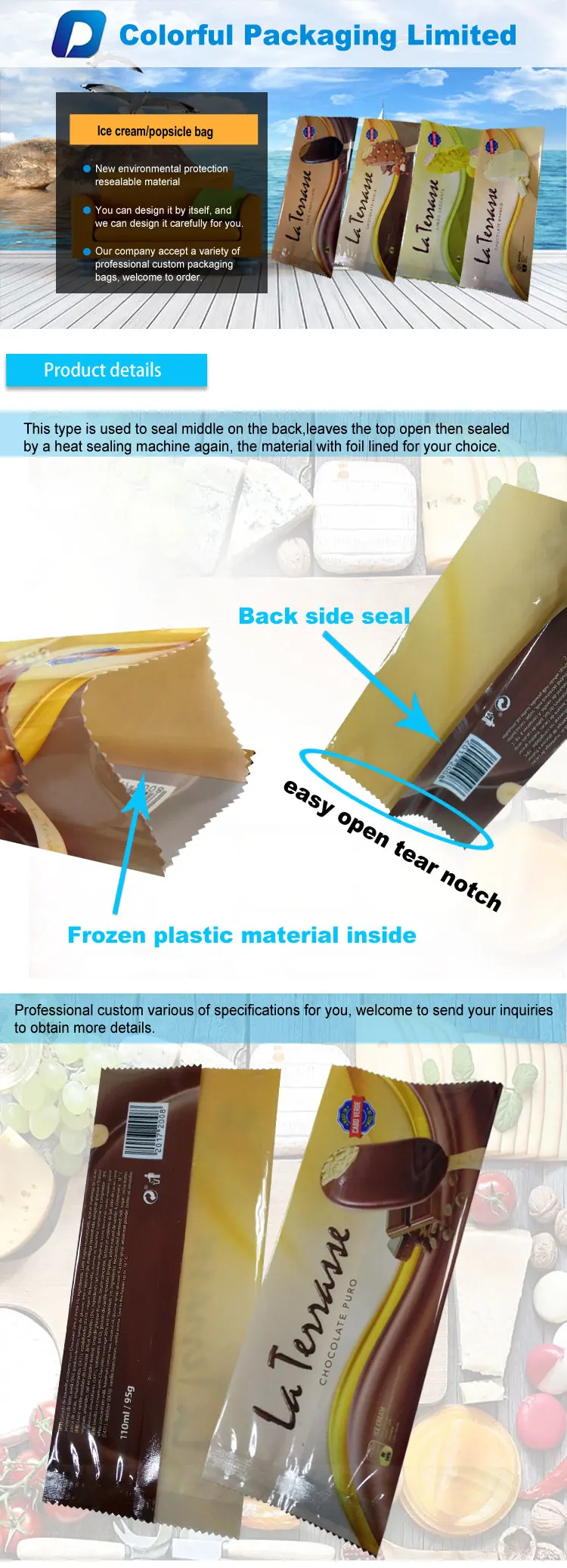 Disposable Popsicle Wrappers Ice Cream Packaging Bag Frozen Plastic