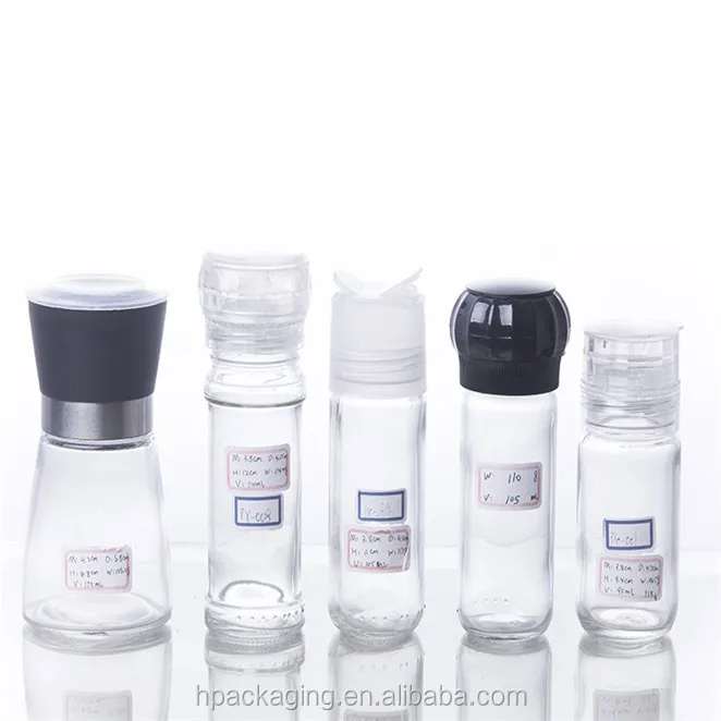 Empty Glass Pepper Grinder Bottle 4oz Glass Salt Spice Or Pepper Mill