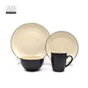 16-piece wholesale glazed round shape colored ceramic dinnerware set with two tone Color