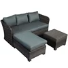 All weather covered cheap sofa garden living room synthetic rattan furniture outdoor l-shape sofas