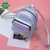 Girls kids fashion cute colorful fashion diamond pu leather mini size school fluorescent neon color laser backpack