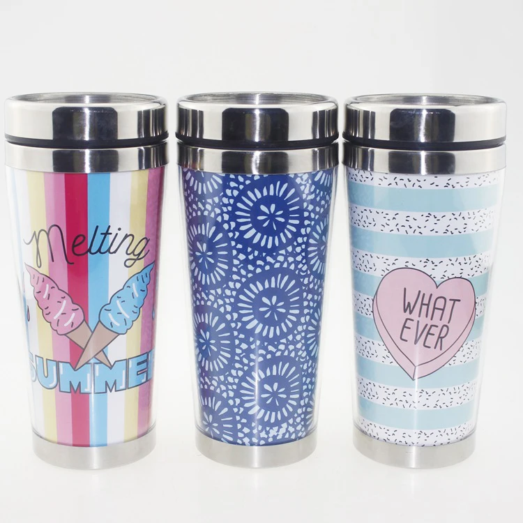 12oz Plastictravel Tumbler Mug,Custom Paper Insert Double Wall Plastic