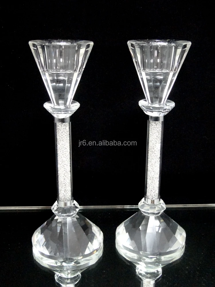 Nuevo diseño de cristal taper candelabro llenar diamante para la ...