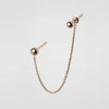 Fashion Two Ball Double Chain Stud Earring Designs Dainty Minimalist Drop Studs Connected Earrings