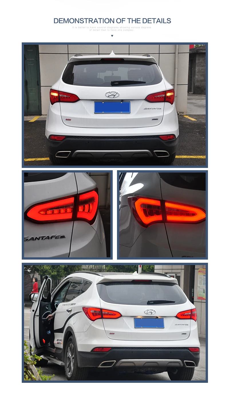 VLAND manufacturer for car taillight for Santafe tail light 2013 2014 2015 for Santafe taillamp wholesales price