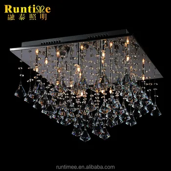 Modern Square Round Ceiling Lamp Droplets Crystal Acrylic Light Fixture For Hotel Living Room Modern Square Round Ceiling Lamp Droplets Crystal Acrylic Light Fixture For Hotel Living Room