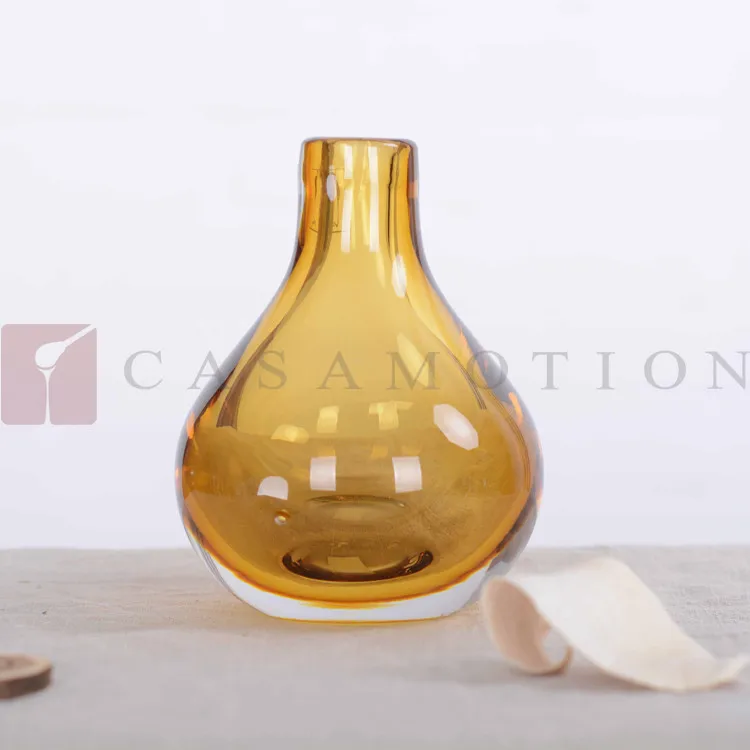 Casamotion Decorative Amber Coloured Single Flower Vase Wholesale Glass