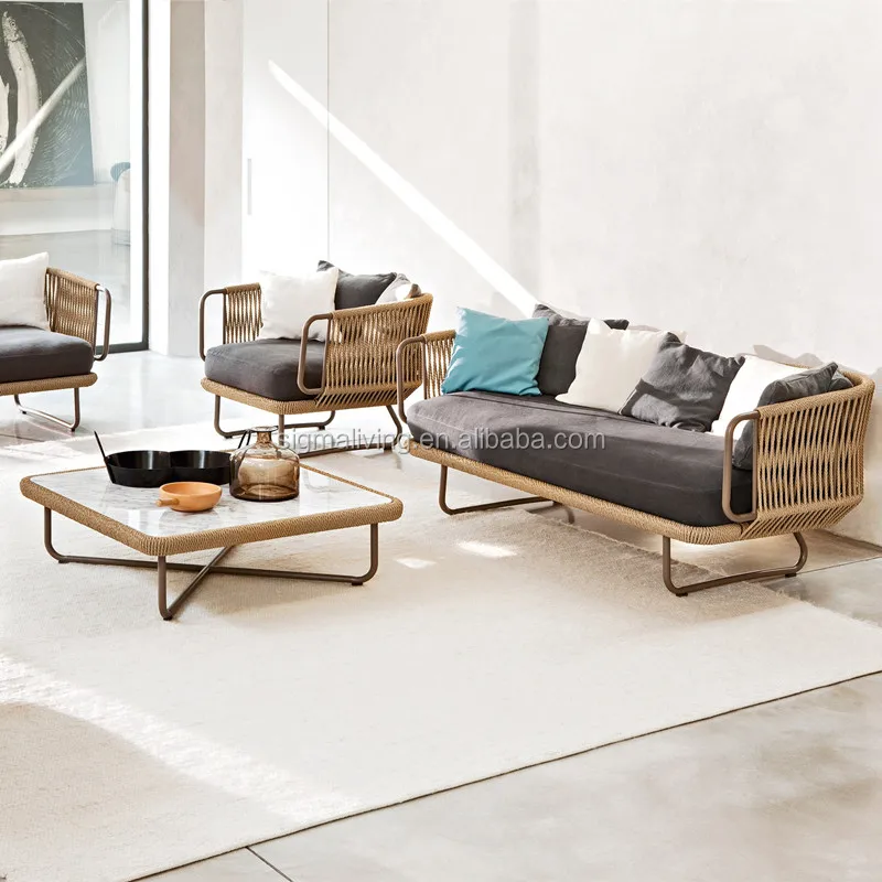 New Arrival Design High End Fancy Accept Customization Leisure Way Hotel Patio Outdoor Garden Rope New Model Sofa Sets