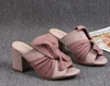 2018 high quality lady casual suede chunky heel slipper sandals shoes