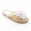 Wedding Straw Sandals Summer Women Flower Strap Flat Sole PCU Flip Flop