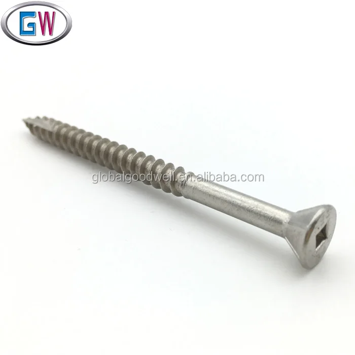 Ss304 Ss 316 Countersunk Head Square Drive Deck Screw A2 A4 Stainless