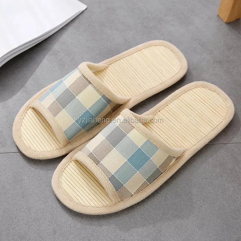 2019 Summer Bamboo Sole Checked Indoor Slipper Sandals - Buy Bamboo ...