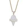 New Men Iced out bling Ice Cream shape Pendant Necklaces with Pave setting Zircon