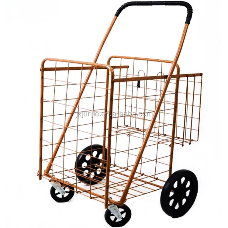 Supermarket Metal Wire Basket Carts With 4 Wheels Buy Shopping Cart