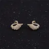 Fashion jewelry elegant 18k gold swan stud earrings