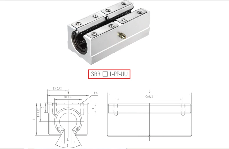 1 PCS SBR Graphite Copper Sleeve Locking Positioning Opening Slider Self-lubricating Aluminum Bracket Rail Slider SBR30 