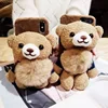 Super cute plush bear for apple mobile phone XR case. bracket soft shell hair ball for apple X /XS /XS MAX /OTHER