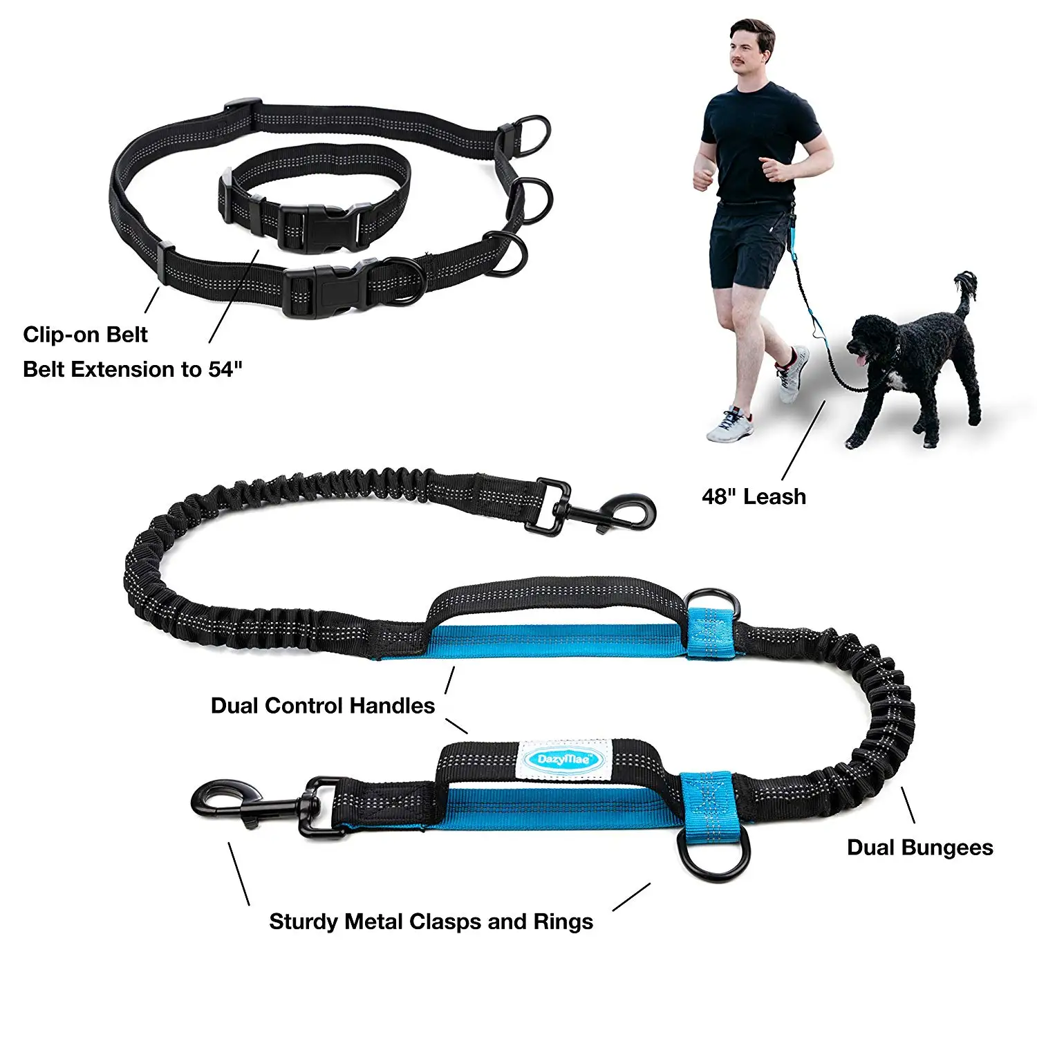 Reflective & Retractable Leashes Strong Bungee Leash Small Medium & Large Dogs Training Running Walking Leash Adjustable Waist Belt Poop Bag Holder TAKE YANKEE Hands Free Dog Leash 
