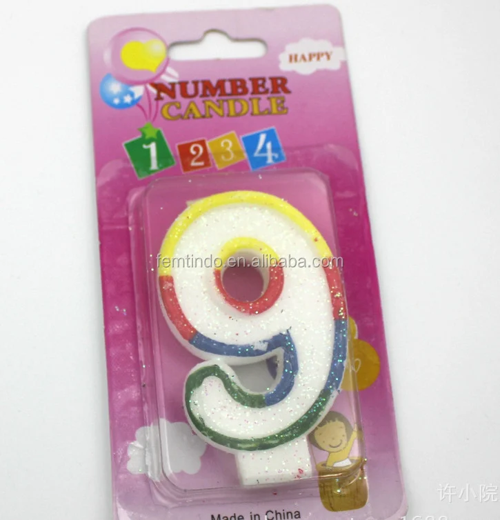 Wholesale Glitter Colorful Birthday Number Candle Middle Size Candles