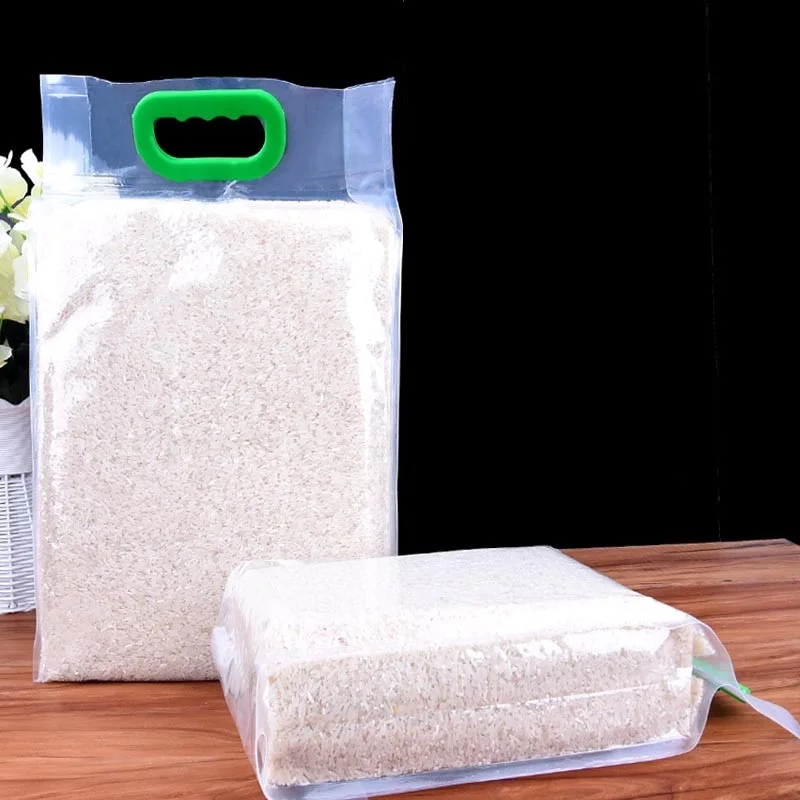 Custom Food Grade Vacuum Sealed Rice Packaging Plastic Bag With Hand