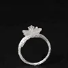 Sterling Silver Jewelry 925 Silver Ring Jewelry Flower Precious Stone Women Wedding Ring Open Size